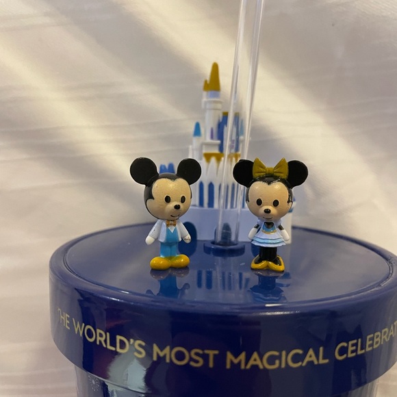NEW Disney 50th Anniversary Mickey & Minnie Castle Cuties Metal Tumbler Cup - Picture 3 of 3